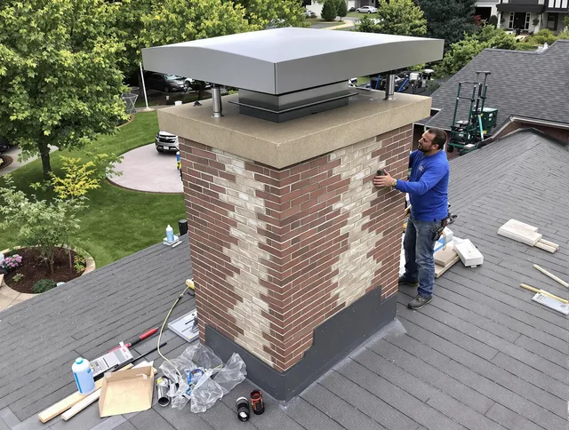 Plantation Chimney Sweep team working on a custom chimney remodel in Plantation, FL