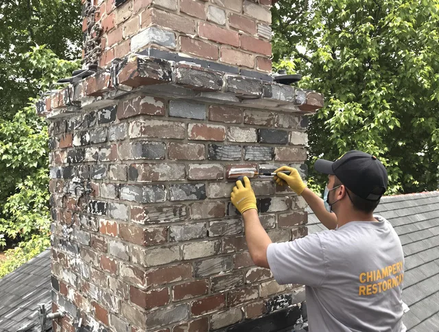 In-progress chimney restoration by Plantation Chimney Sweep in Plantation, FL
